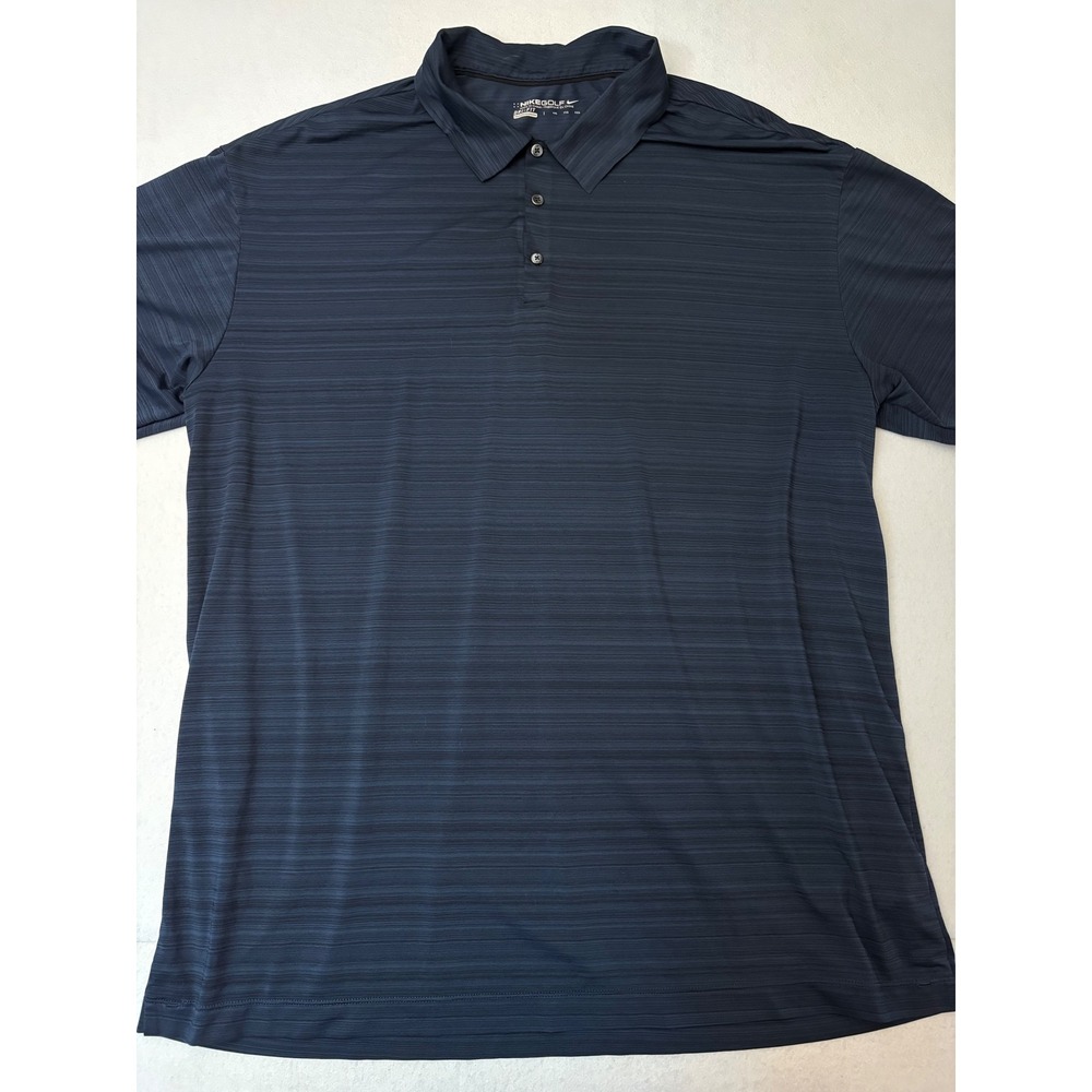 Nike Golf Dri-FIT Polo Shirt Mens XXL Navy Blue Stripe Short Sleeve Performance